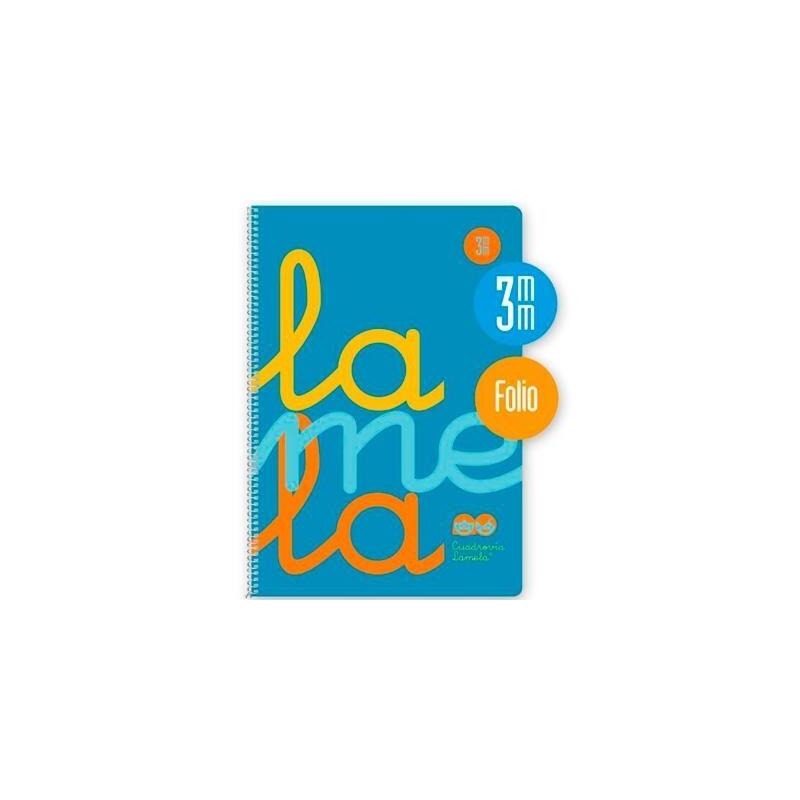 Pack De 5 Unidades Lamela Cuaderno Espiral 80h Folio 90gr Cuadrovía 3mm C/Margen Cubierta Pp Azul Fluorescente