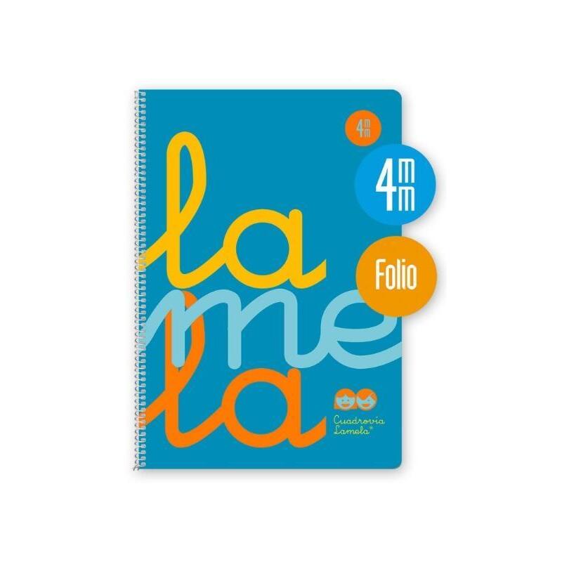 Pack De 5 Unidades Lamela Cuaderno Espiral 80h Folio 90gr Cuadrovía 4mm C/Margen Cubierta Pp Azul Fluorescente
