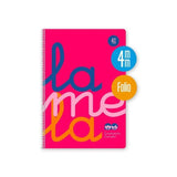 Pack De 5 Unidades Lamela Cuaderno Espiral 80h Folio 90gr Cuadrovía 4mm C/Margen Cubierta Pp Rosa Fluorescente