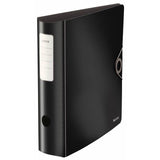 Pack De 5 Unidades Leitz Archivador Palanca 180° Active Solid - Mecanismo 180°, 75mm - Cierre Elastico - Fundas Interiores - Lomo Redondeado - Capacidad 500 Hojas A4 - Negro Pp Polyfoam Ligero