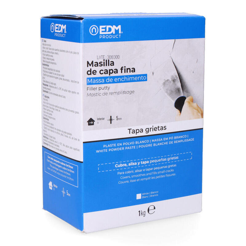 Pack De 5 Unidades - Masilla De Capa Fina 1kg Edm