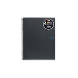 Pack De 5 Unidades Miquel Rius Notebook4 Cuaderno De Espiral Formato A5 - 160 Hojas De 90gr Microperforadas Con 2 Taladros - Cubiertas De Carton Extraduro - Cuadricula 5x5 - Color Gris Oscuro