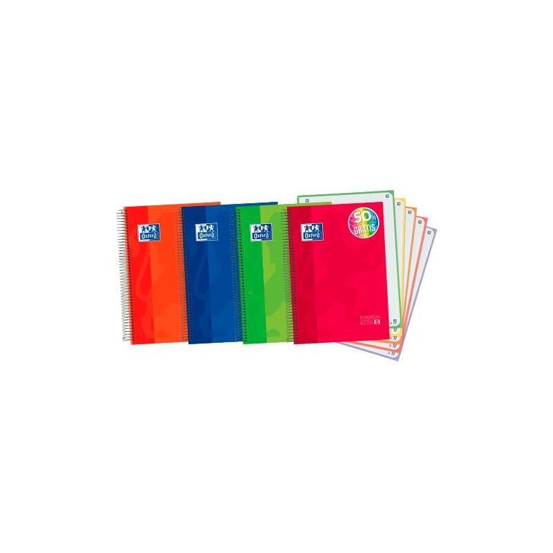 Pack De 5 Unidades Oxford Cuaderno Classic Europeanbook 5 Write&Erase 120h (50% Gratis) A4+ 5x5 Microperforado T/Extradura Pack 5 Ud C/Surtidos Vivos