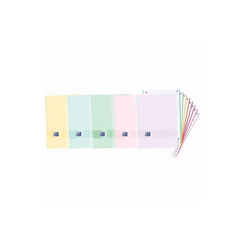 Pack De 5 Unidades Oxford Cuaderno Europeanbook 8 Live&Go Multiasignatura A4+ 160h 5x5 T/Plástico C/Surtidos Pastel