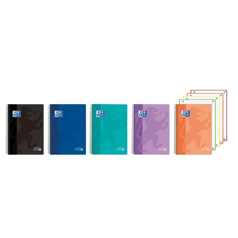 Pack De 5 Unidades Oxford Europeanbook 4 Cuaderno A5+ Cuadriculado 5x5mm 120 Hojas 90gr - Tapa Superresistente - 4