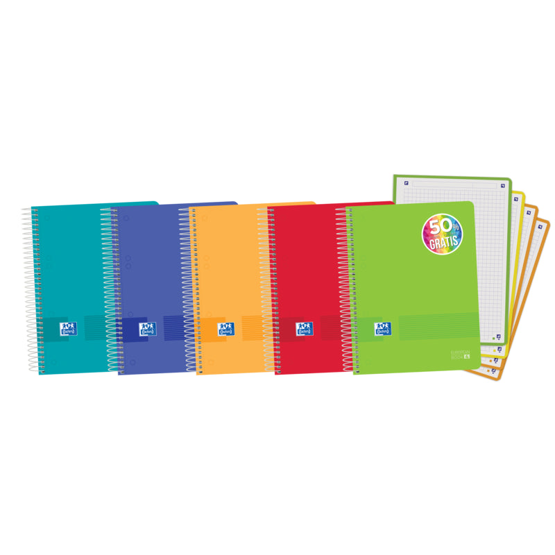 Pack De 5 Unidades Oxford Live & Go A5+ Europeanbook - Tapa De Plastico - 120 Hojas - Colores Surtidos