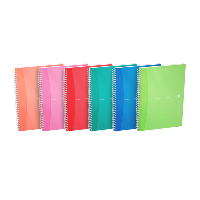 Pack De 5 Unidades Oxford Office My Colours Cuaderno Espiral A4 - Tapa De Plastico - 5x5 - 90 Hojas - Colores Surtidos