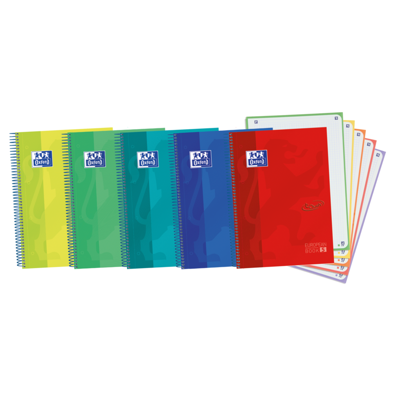 Pack De 5 Unidades Oxford School Touch A4+ Europeanbook - Tapa Extradura Resistente - 120 Hojas De Colores Vivos -