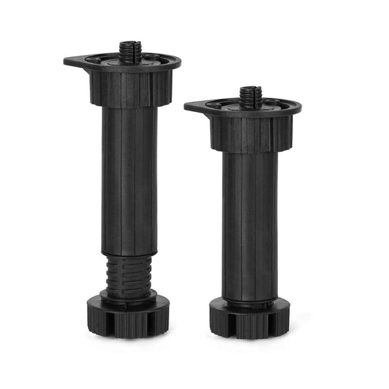 Pack De 5 Unidades - Pata Regulable Para Mueble De Cocina, Modelo 408, De Abs Acabado Negro, Ø49 X 138/158 Mm, Blíster 4 Uds