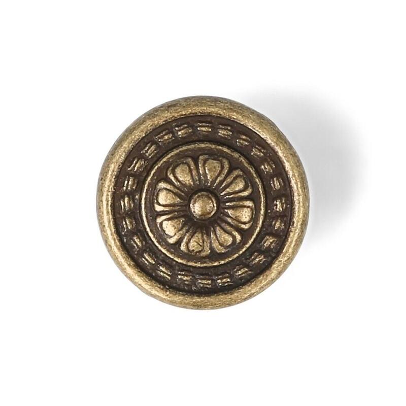 Pack De 5 Unidades - Pomo Para Mueble, Modelo 1093, De Zamak Con Acabado Cuero Viejo, Ø30 Mm
