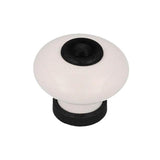 Pack De 5 Unidades - Pomo Para Mueble, Modelo 824, De Porcelana Y Metal Con Acabado Negro Mate Y Blanco, Ø31 Mm