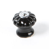 Pack De 5 Unidades - Pomo Para Mueble, Modelo E524, De Porcelana Y Acero Con Acabado Negro, Ø28 Mm