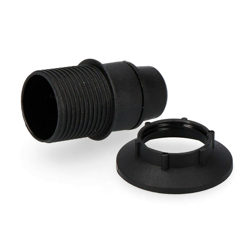 Pack De 5 Unidades - Portalamparas E14 Semiroscado + Arandela 44025 Envasado Negro Solera