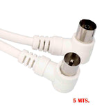 Pack De 5 Unidades - Prolongación Tv Acodada 9,5 Mm 5m Envasada Blanca