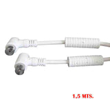 Pack De 5 Unidades - Prolongación Tv-Video Acodada Con Filtro 9,5mm 1,5m Envasada Blanca