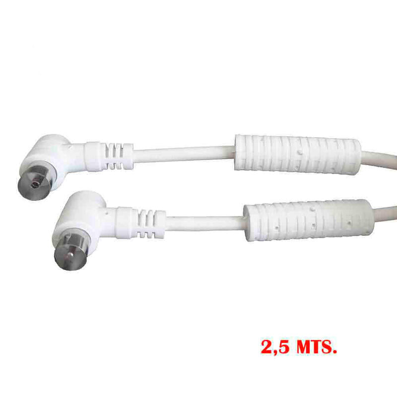 Pack De 5 Unidades - Prolongacion Tv-Video Acodada Con Filtro 9,5mm - 2,5m Blanco