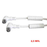 Pack De 5 Unidades - Prolongacion Tv-Video Acodada Con Filtro 9,5mm - 2,5m Blanco