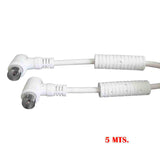 Pack De 5 Unidades - Prolongación Tv-Video Acodada Con Filtro 9,5mm- 5m Blanca