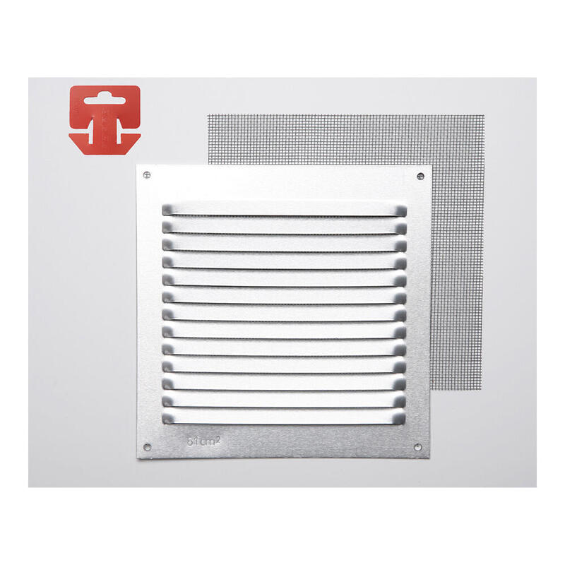 Pack De 5 Unidades - Rejilla Con Mosqitera. Aluminio 0.6 Natural 150x150mm (G)