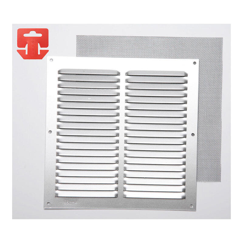 Pack De 5 Unidades - Rejilla Con Mosquitera. Aluminio 0.6 Natural 200x200mm (G)