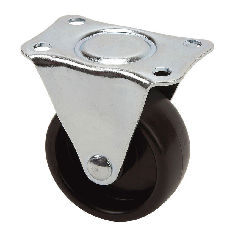 Pack De 5 Unidades - Rueda Fija Con Placa Y Eje Liso, Color Negro, Carga Máx. 30 Kg, Ø 5 Cm