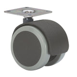 Pack De 5 Unidades - Rueda Giratoria Con Placa Y Eje Liso, Color Negro / Gris, Carga Máx. 50 Kg, 42 X 42 Mm, Ø 5 Cm