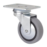 Pack De 5 Unidades - Rueda Giratoria De Goma Con Placa Y Eje Liso, Color Gris, Carga Máx. 17 Kg, Ø 4 Cm