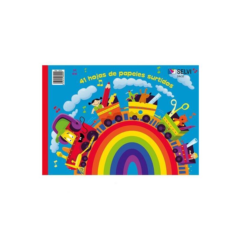 Pack De 5 Unidades Selvi Cuaderno Para Manualidades Con 41 Hojas 24x32cm De Papeles Surtidos