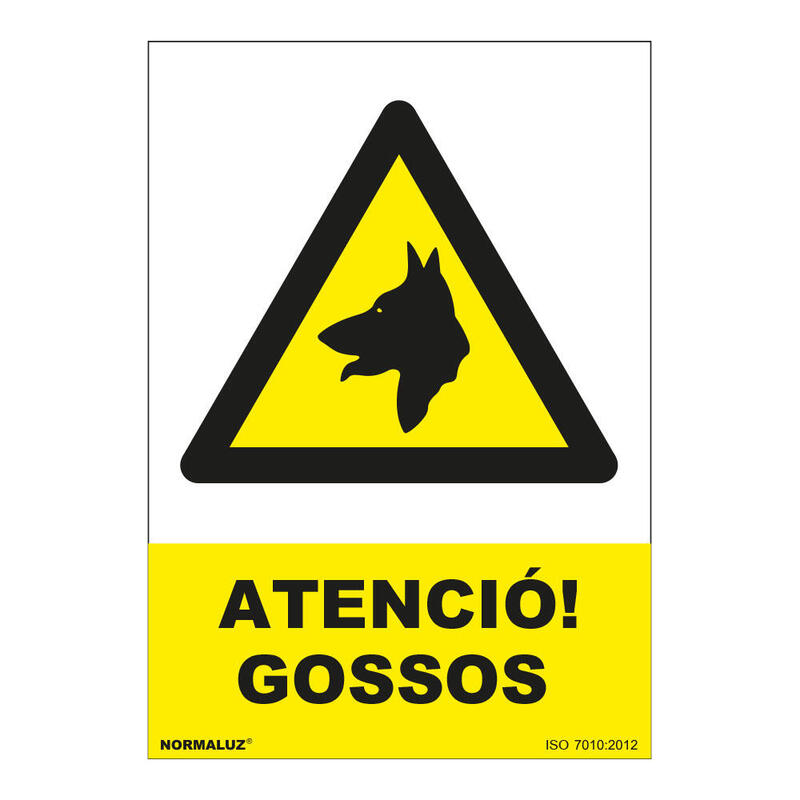 Pack De 5 Unidades - Señal Atenció Gossos Pvc 0,7mm 210x300mm Normaluz