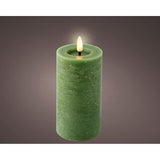 Pack De 5 Unidades - Vela De Cera Led, Color Verde, Acabado Rústico, Ø7 X 15 Cm