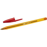 Pack De 50 Unidades Bic Cristal Original Fine Boligrafo De Bola - Punta Redonda De 0.8mm - Trazo De 0.30mm - Tinta Con Base De Aceite - Translucido - Color Rojo