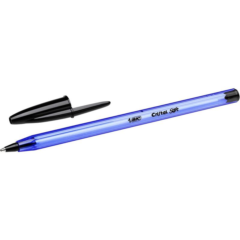 Pack De 50 Unidades Bic Cristal Soft Boligrafos De Bola - Punta Media De 1.2mm - Trazo 0.45mm - Escritura Mas Fluida - Color Negro