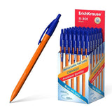 Pack De 50 Unidades Erichkrause Boligrafo Automatico R-301 Naranja Matic 07 - Cuerpo Hexagonal Opaco - Grip - Punta De 07mm - Tinta De Secado Rapido - Color Azur