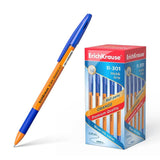 Pack De 50 Unidades Erichkrause Boligrafo R-301 Stick&Grip - Cuerpo Hexagonal Naranja - Punta De 0.7mm - Tinta De Secado Rapido - Color Azul