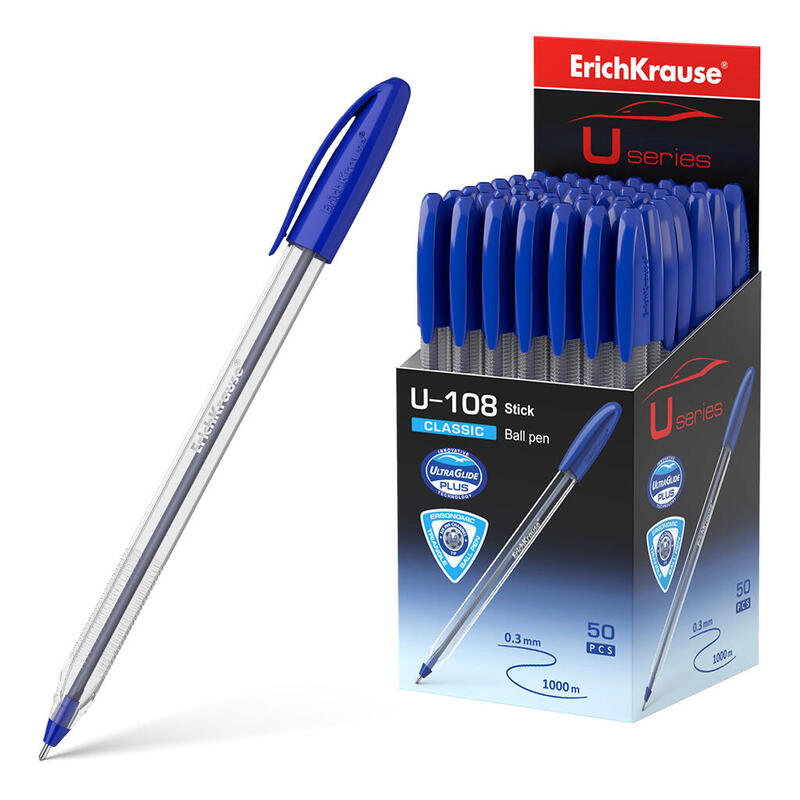 Pack De 50 Unidades Erichkrause Boligrafo U-108 Classic Stick - Ultra Glide Technology - Tinta Azul