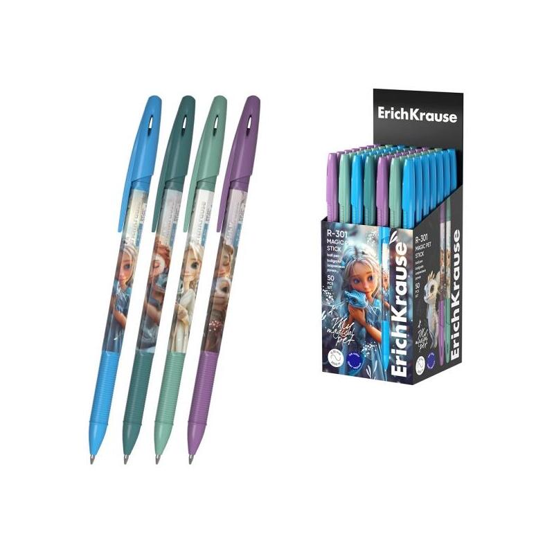 Pack De 50 Unidades Erichkrause R-301 Stick Magic Pet Boligrafo Con Capuchon - Modelos Surtidos - Trazo 0.35mm - Tinta