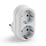 Pack De 6 Unidades - Adaptador Doble Schuko 2p+T 16a 250 V Con Entrada Frontal, Blanco