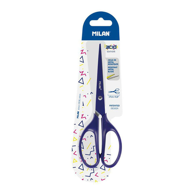 Pack De 6 Unidades - Blister Con Tijeras De Oficina Acid Azul 17cm Milan