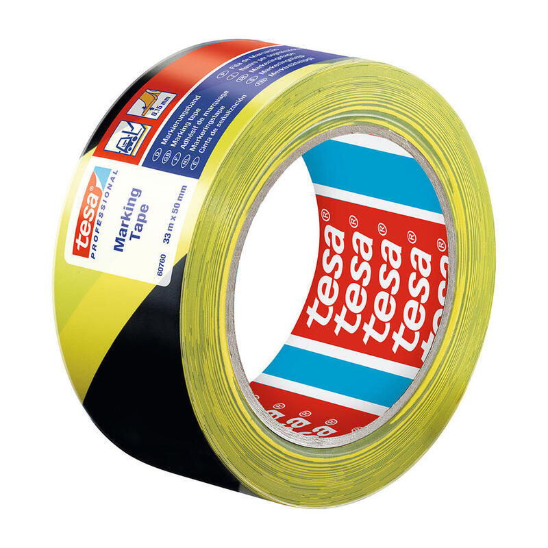 Pack De 6 Unidades - Cinta De Balizar Adhesiva Negro/Amarillo 33m X 50mm 60760 Tesa