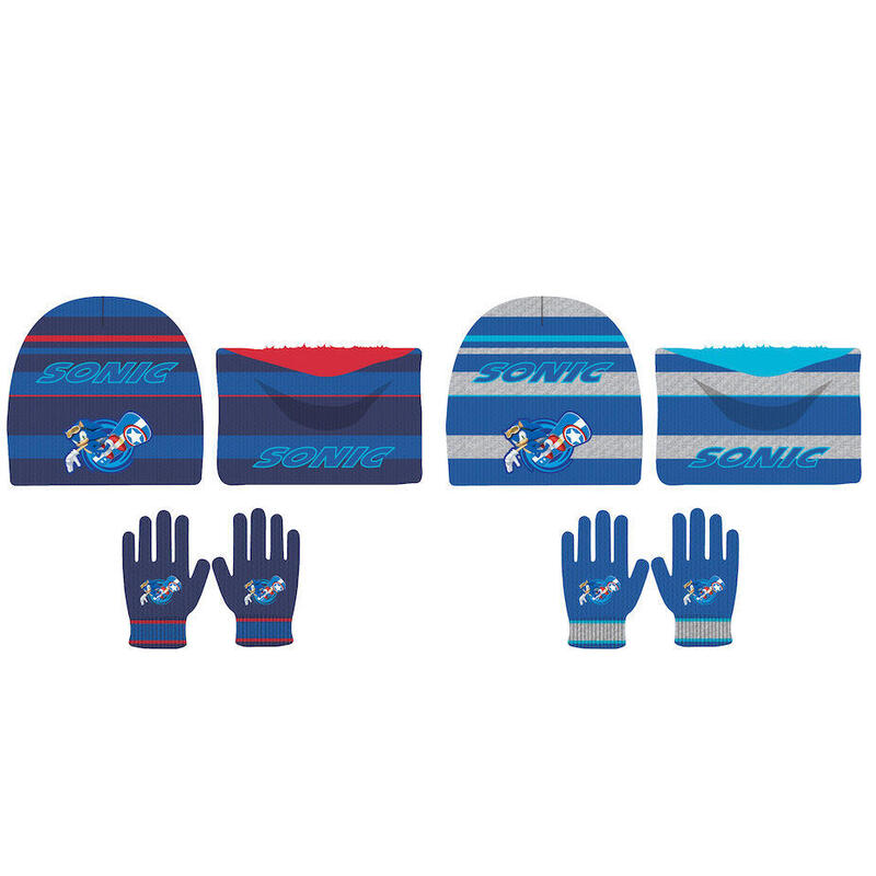 Pack De 6 Unidades - Conjunto Gorro Guantes Braga Cuello Sonic The Hedgehog Infantil