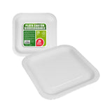 Pack De 6 Unidades - Pack Con 25 Unid. Platos Cuadrados Blancos Cartón 23x23cm Best Products Green