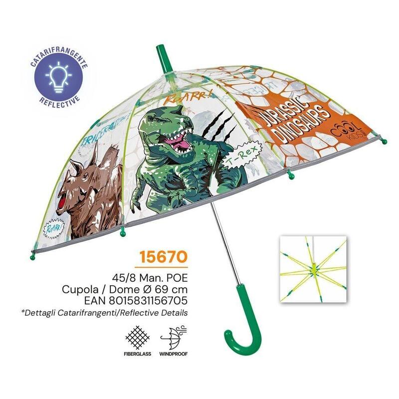 Pack De 6 Unidades - Paraguas Manual Dinosaurio 45cm