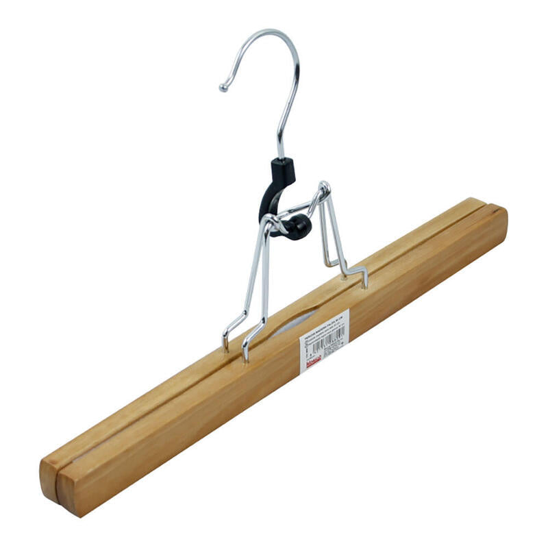 Pack De 6 Unidades - Percha Madera Con Pinza Metálica 30 Cm