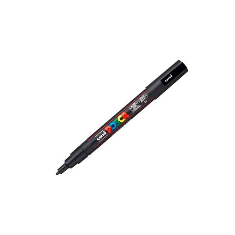 Pack De 6 Unidades Posca Marcador  Pc-3m Punta Cónica 0,9 - 1,3 Mm Negro