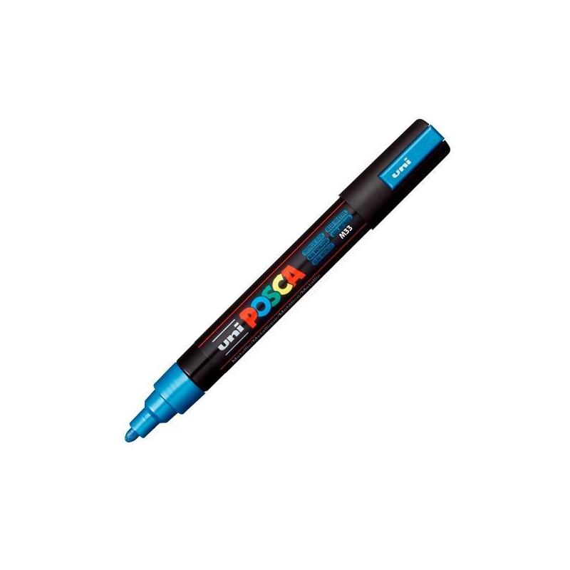Pack De 6 Unidades Posca Marcador  Pc-5m No Permanente Punta Forma De Bala 1,8 - 2,5 Mm Azul Metálico