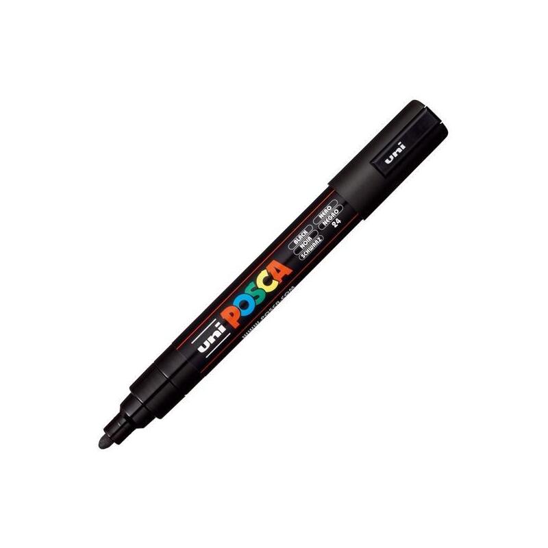 Pack De 6 Unidades Posca Marcador  Pc-5m No Permanente Punta Forma De Bala 1,8 - 2,5 Mm Negro