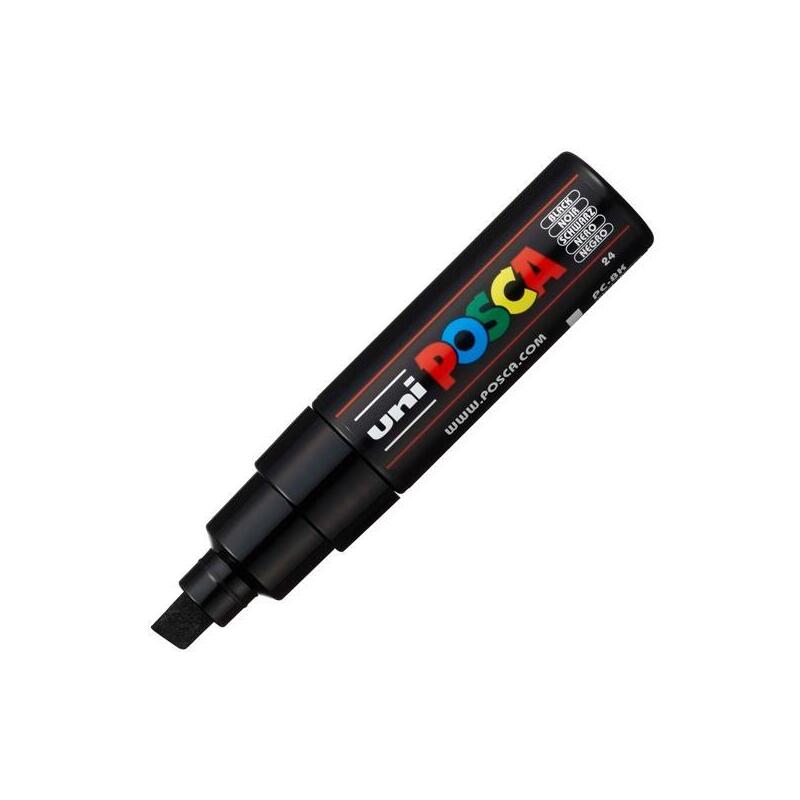Pack De 6 Unidades Posca Marcador  Pc-8k No Permanente Punta Biselada 8.0mm Negro