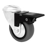 Pack De 6 Unidades - Rueda Mobiliario Emily, Con Freno, Goma Gris, Agujero Pasante Ø8 Mm, Ø40 Mm