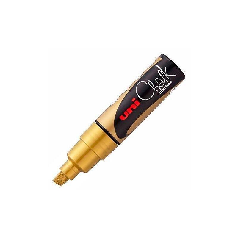 Pack De 6 Unidades Uniball Marcador De Tiza Líquida Chalk Pwe-8k Punta Biselada Oro