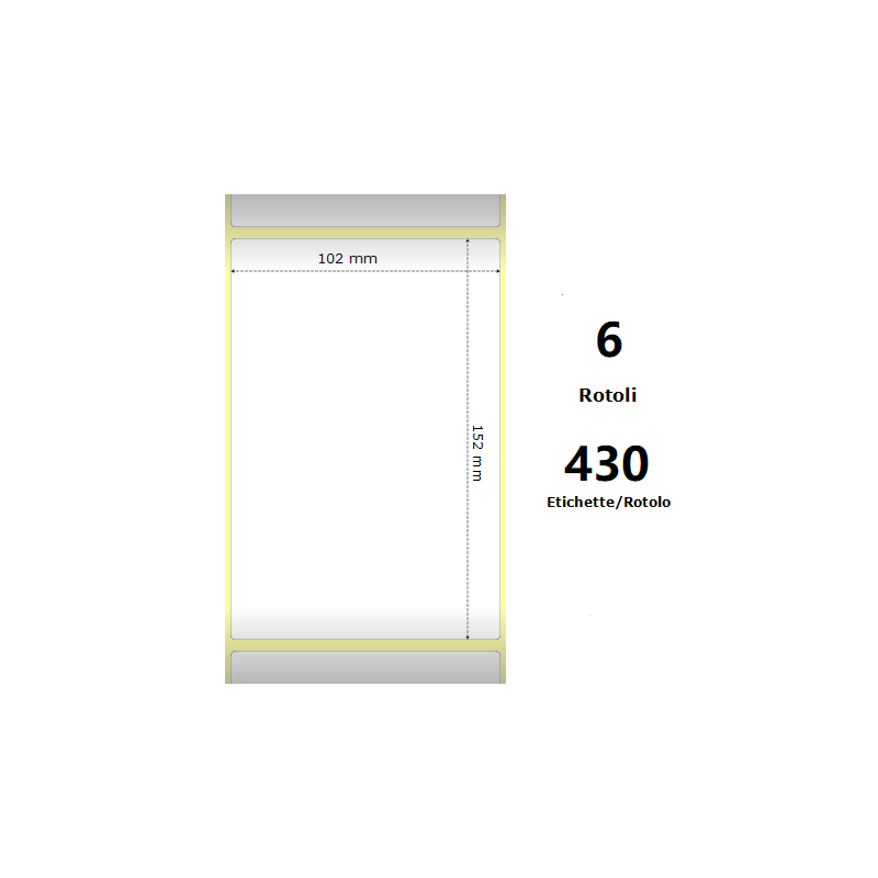 Pack De 6 Unidades White 102x152mm 430 Et/Rotolo Z-2000d 4x6x1 Core 6 Rolls